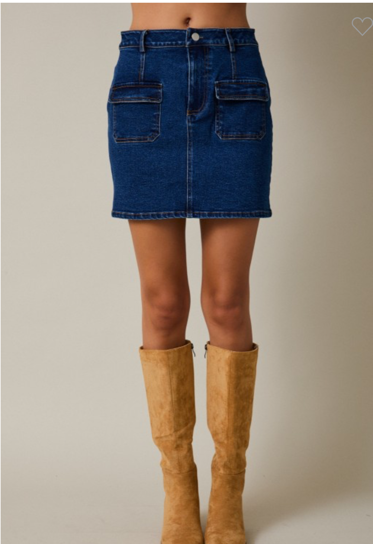 Pocket Detail Stretch Denim Mini Skirt