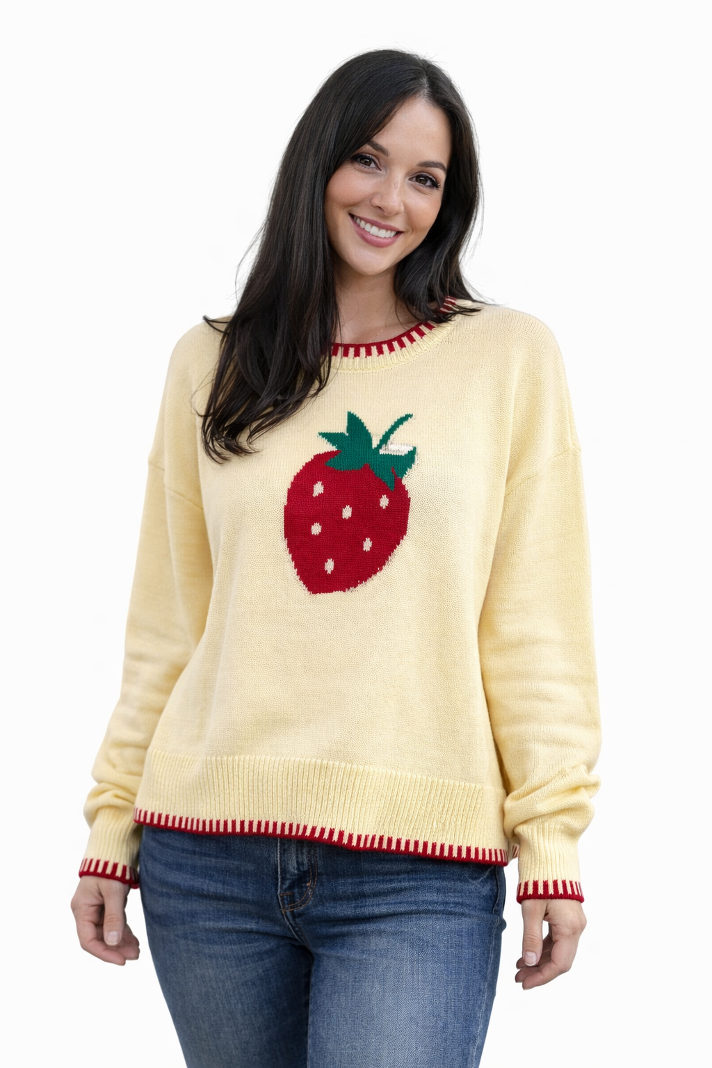 Cream strawberry sweater
