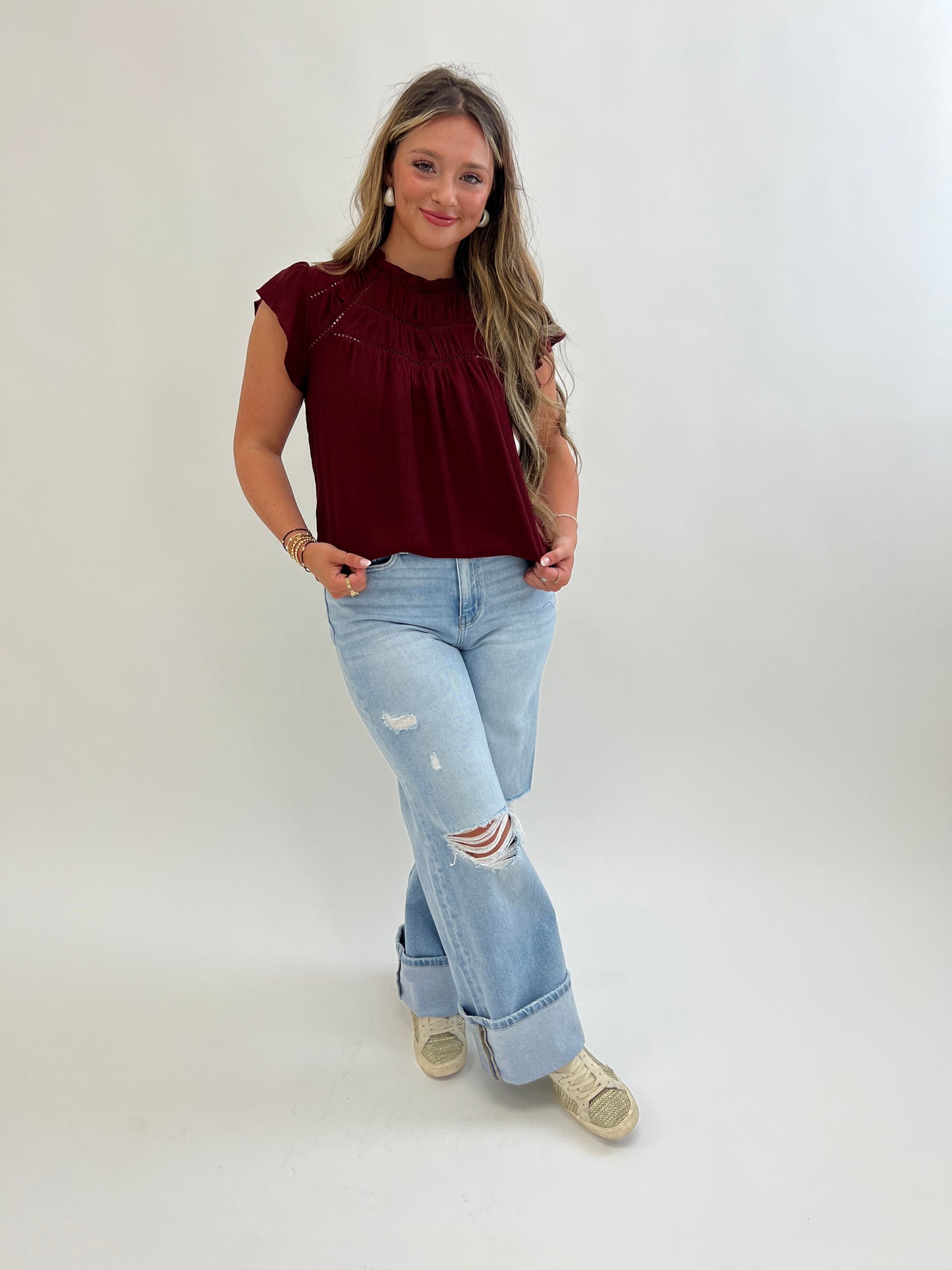 Brick Ruffle Blouse