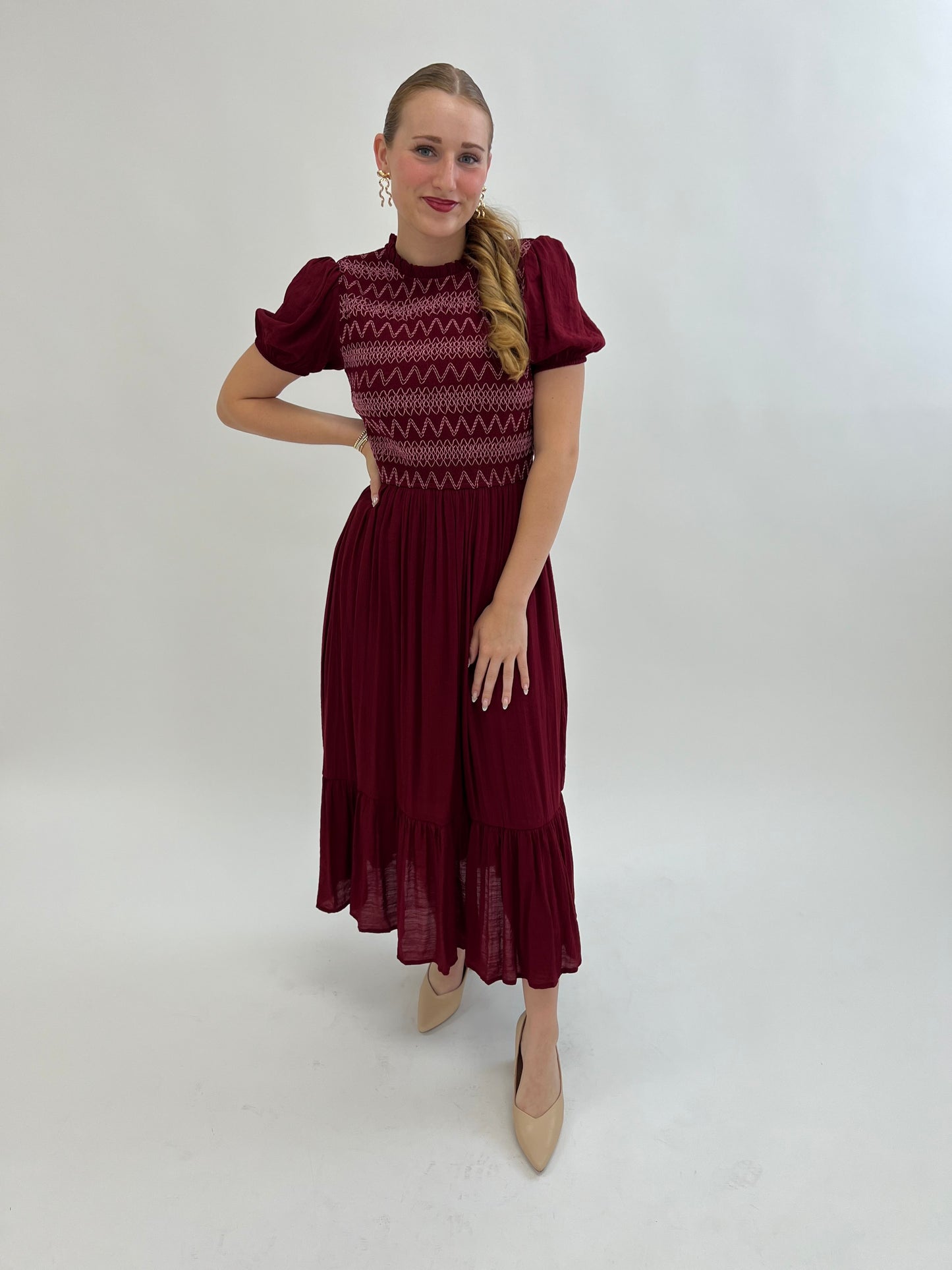 Fall Time Dress Dk Red