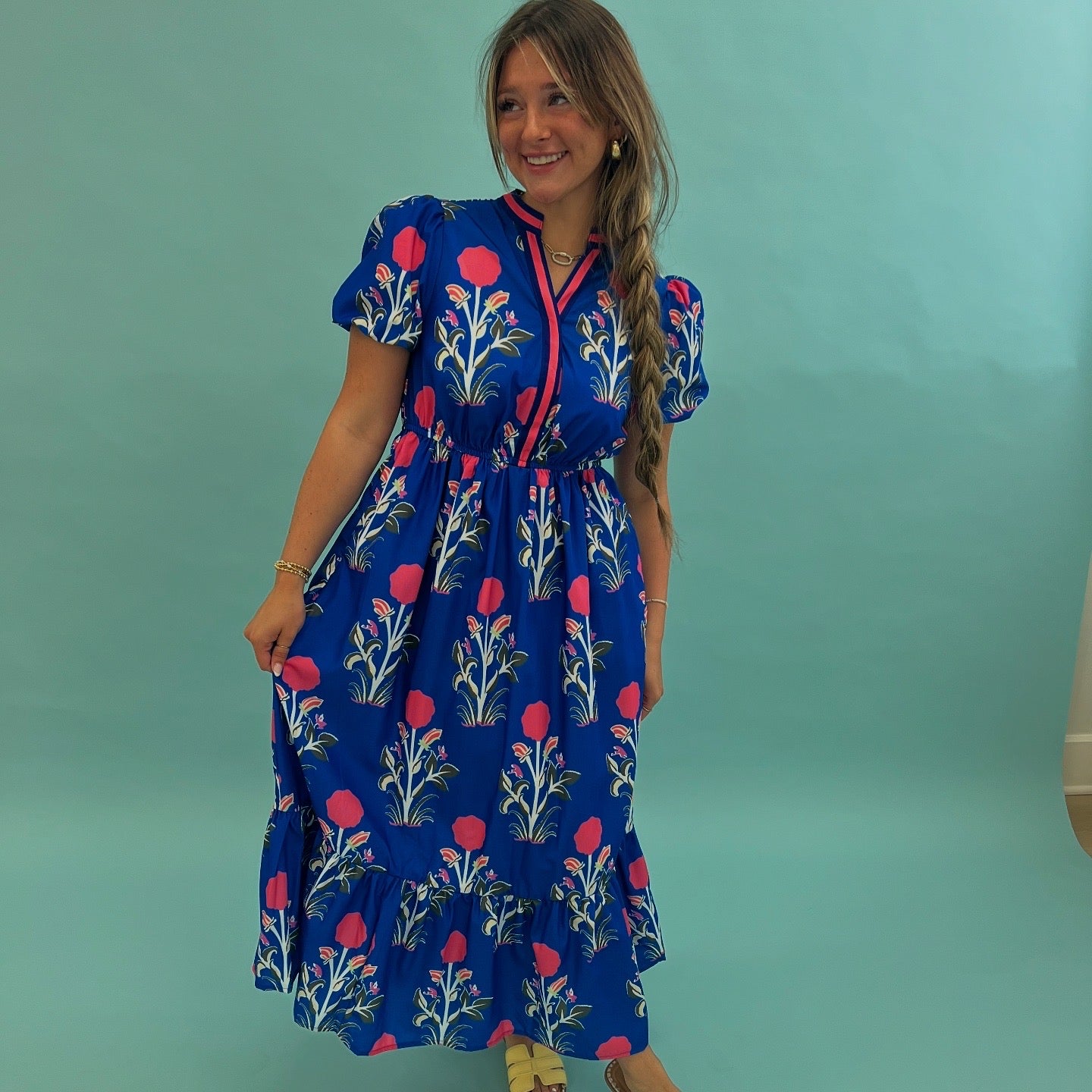 Sky blue floral dress