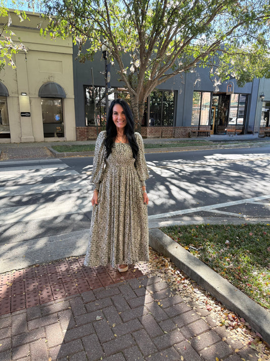 Smocked ruffled floral Maxie