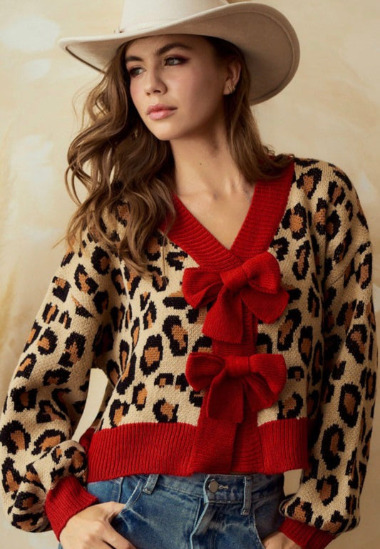 Leopard red cardigan