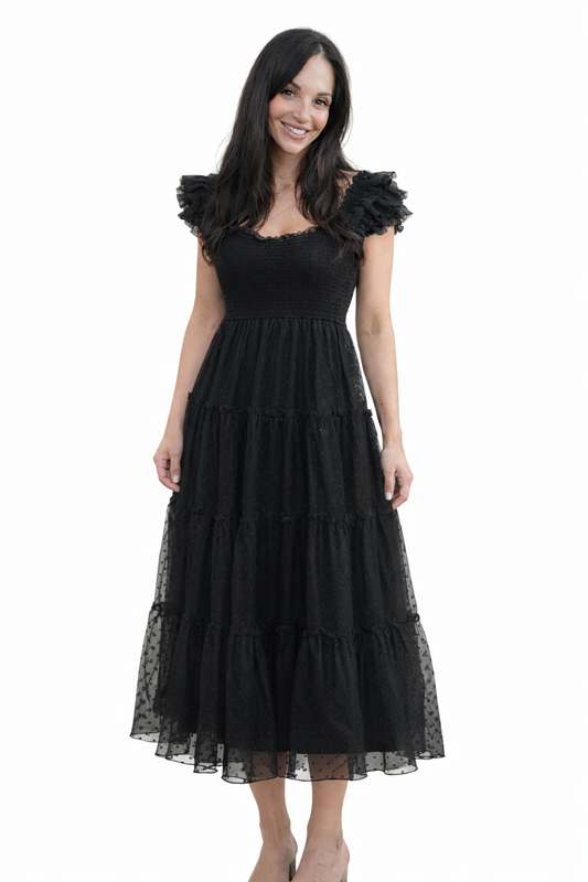 Black Polka Chiffon dress