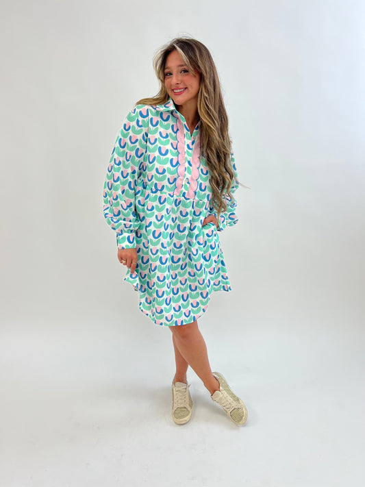 Green floral Print Dress