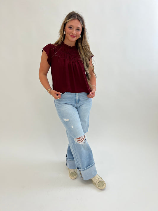 Brick Ruffle Blouse