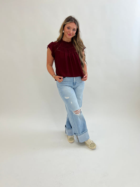 Jane distressed wide leg