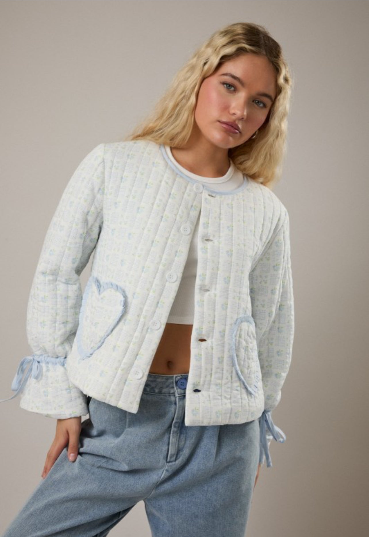 Blue heart quilt jacket