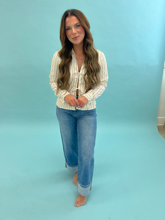 High rise cuffed jeans