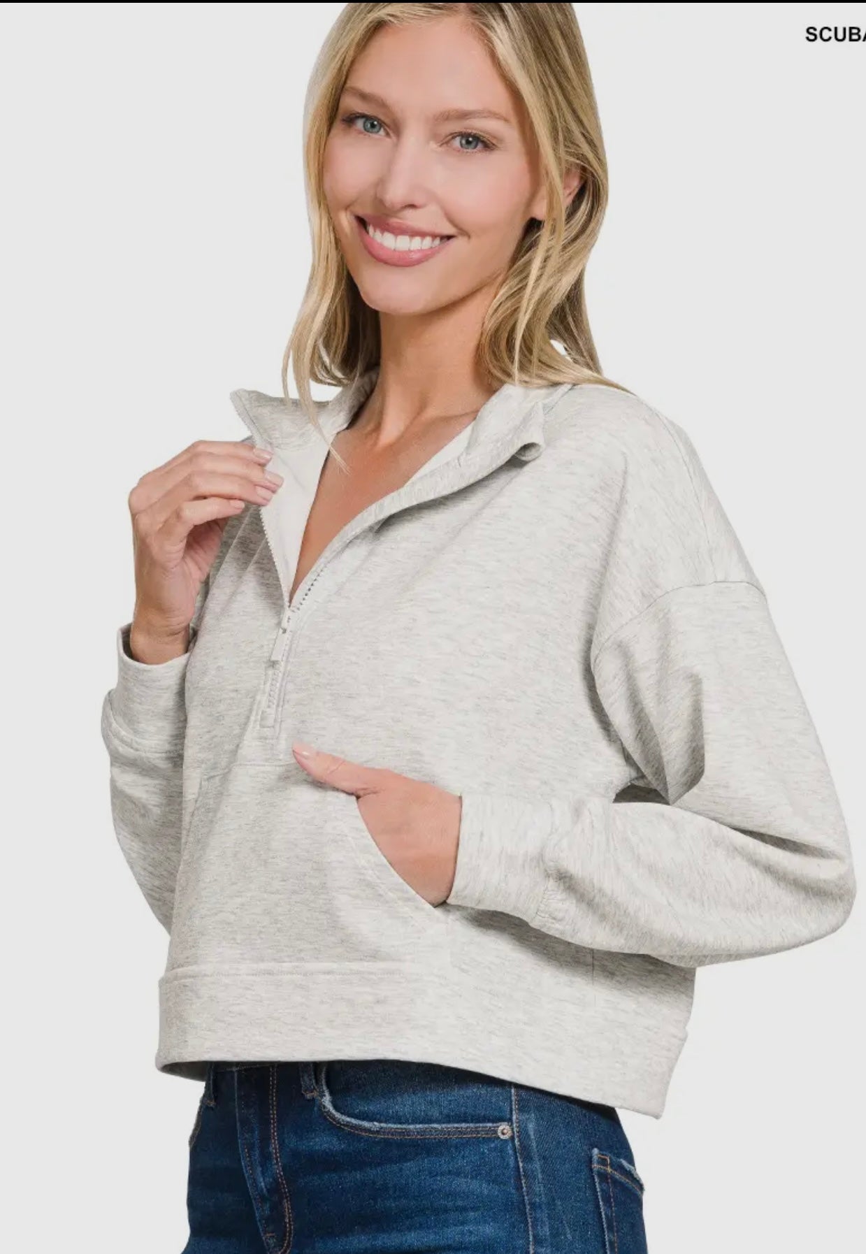 1/2 zip pullover crop