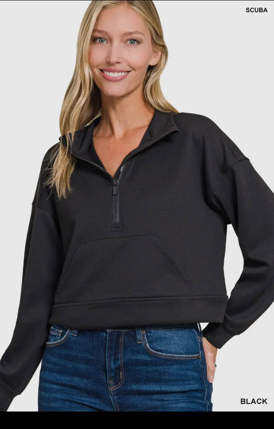 1/2 zip pullover crop